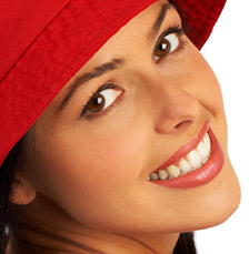 woman in red hat